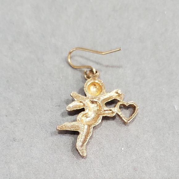 Vintage Cupid Earrings goldtone, 1" long - Picture 5 of 6